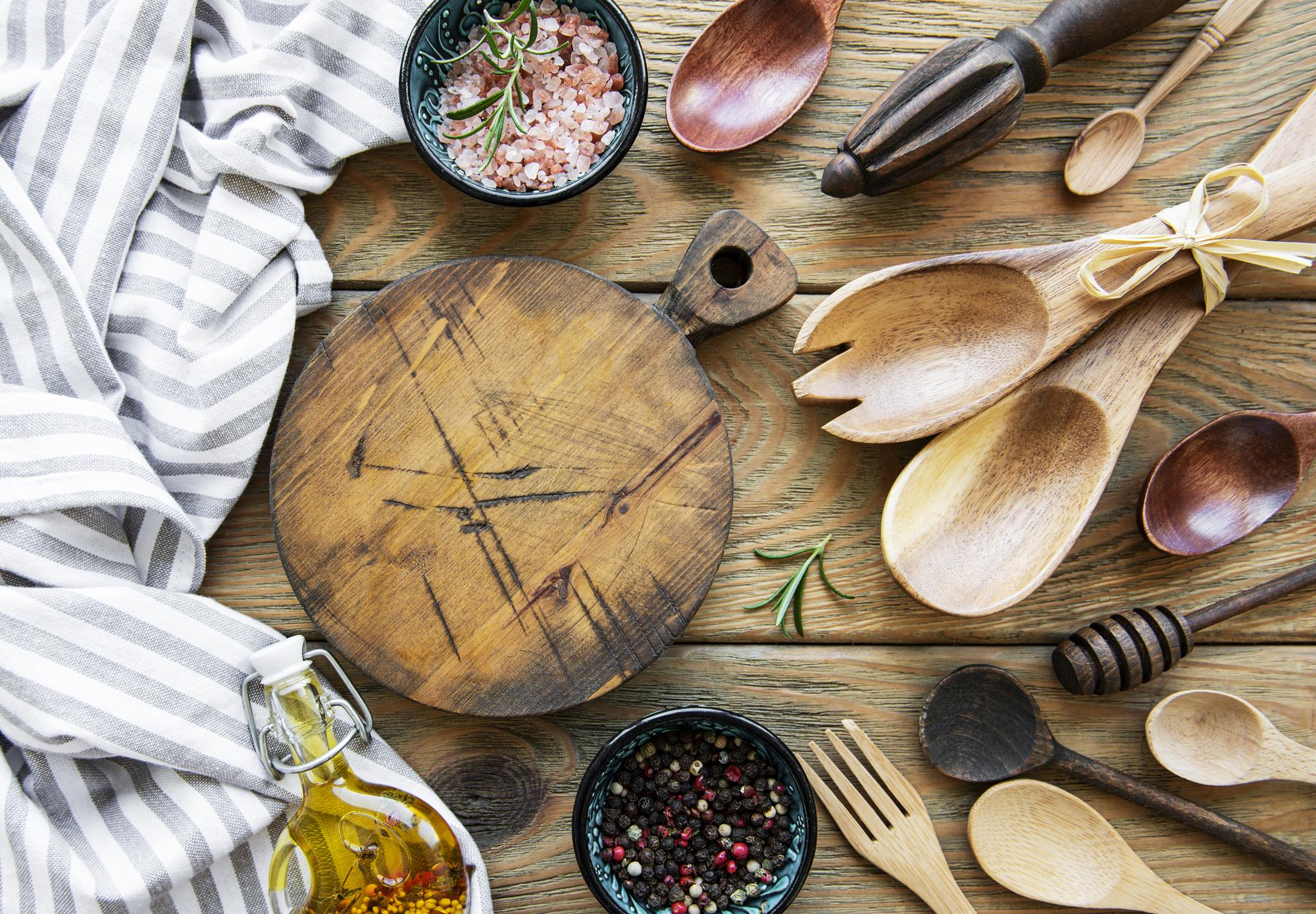 Workshop table with ingredients and utensils