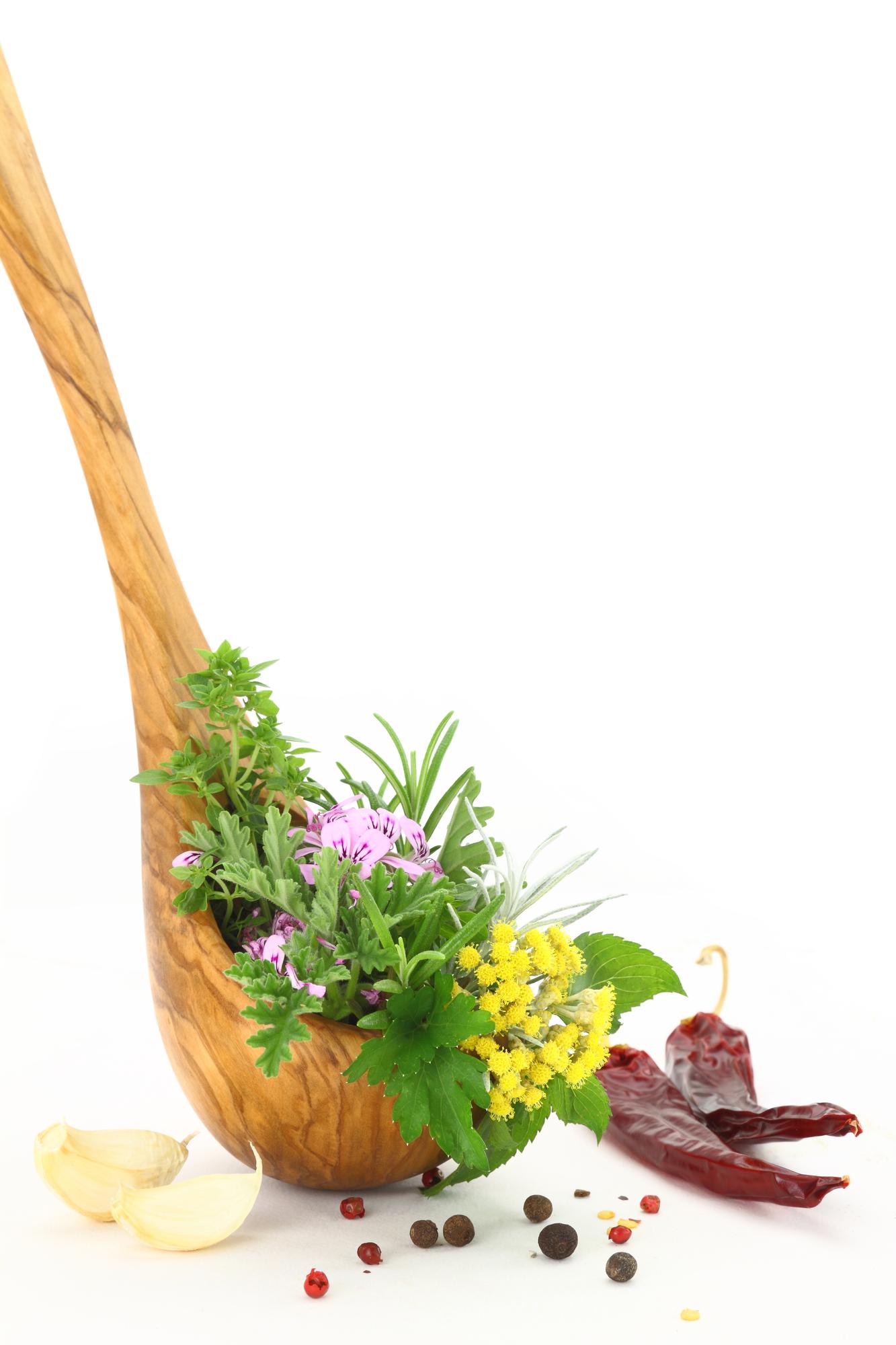 Close up of fresh herbs and spices
